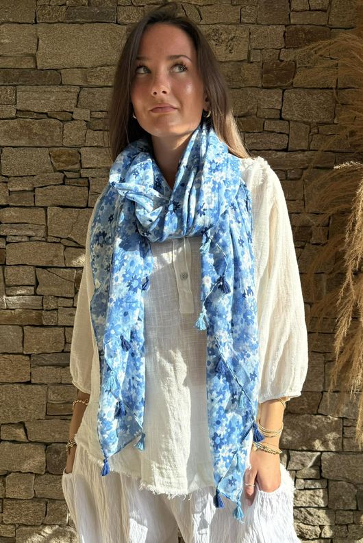 Woodstock Tassel Scarf Soft Cobalt